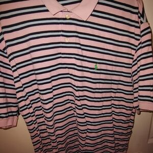 Striped Polo Shirt - Pink and Black